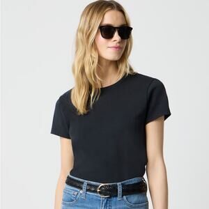 J.Crew Essential Short-Sleeve Crewneck Tee WMNS XS Black Stretch Cotton Slim Fit